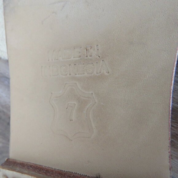 MYSTIQUE Caracas Fringed Leather Slip On Slide Sandals in Beige Beach Size US 7 - Picture 11 of 12